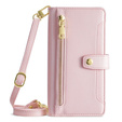 Klopové pouzdro pro iPhone 14, Wallet Zipper Pocket, růžové
