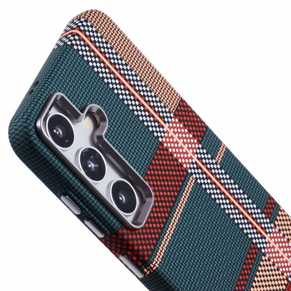 Pouzdro pro Samsung Galaxy S25+ Plus, Carbon Fiber MagSafe, červená / zelená