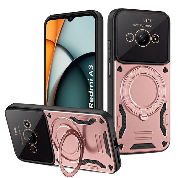 Obrněné pouzdro pro Xiaomi Redmi A3, Magnetic Ring, růžové