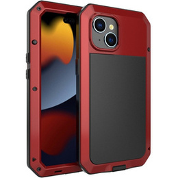 Pouzdro pro iPhone 15, pancéřované, s integrovaným sklem, červené