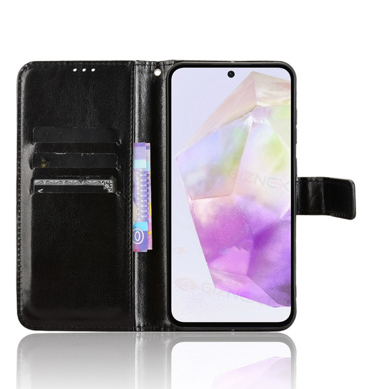 Klopové pouzdro pro Samsung Galaxy A36, Crazy Horse Wallet, černé