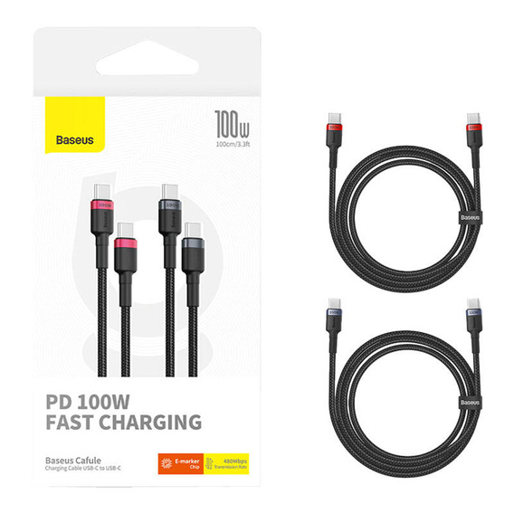 Baseus Cafule USB-C na USB-C 100W kabel 1m - sada 2 kusů