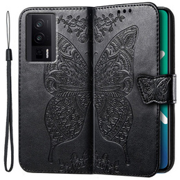 Klopové pouzdro pro Xiaomi Poco F5 Pro, Butterfly, černé