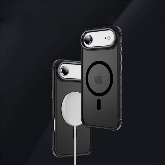 Matné pouzdro pro iPhone Air, pancéřované, pro MagSafe, kouřové s černými boky