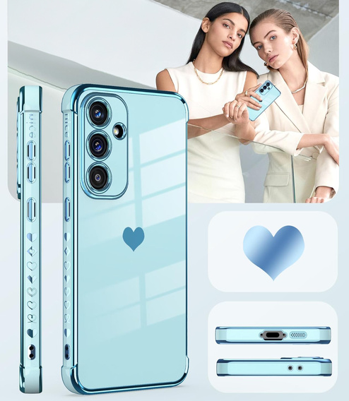 Pouzdro pro Samsung Galaxy A26, Electro heart, modré + sklo 9H