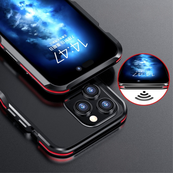 Pouzdro LUPHIE pro iPhone 15 Pro Max, Armor Bumper, černá / červená