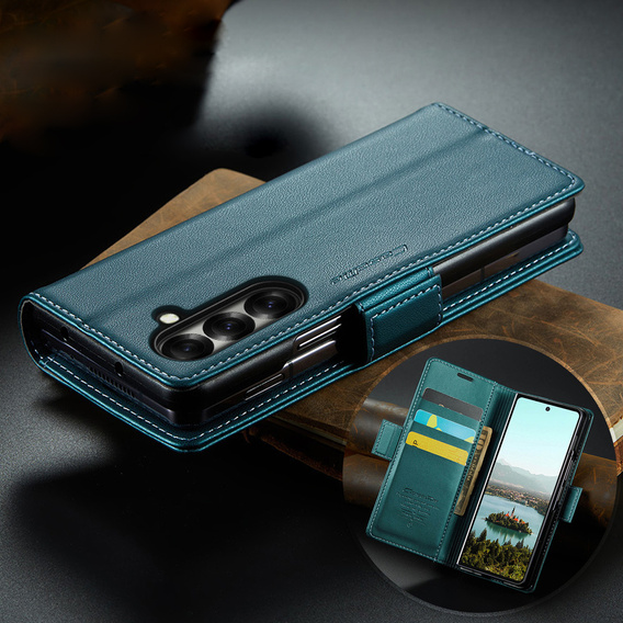 CASEME Litchi Peněženkové flipové pouzdro pro Samsung Galaxy Z Fold7 5G
