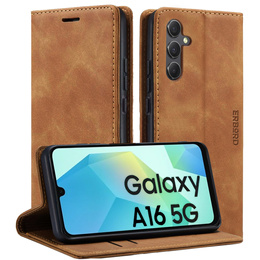 Pouzdro pro Samsung Galaxy A16, ERBORD Vintage peněženka s klopou, hnědé