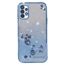 Pouzdro pro Samsung Galaxy A53 5G Glitter Flower, modré