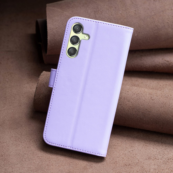 Klopové pouzdro pro Samsung Galaxy A25 5G, BINFEN Wallet, fialové + 9H sklo 