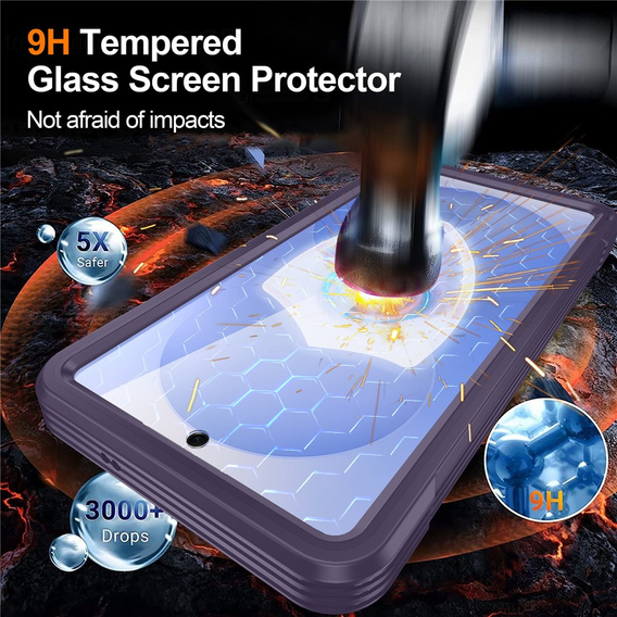 Nárazuvzdorné pouzdro se sklem, pro MagSafe pro Samsung Galaxy S26, fialové