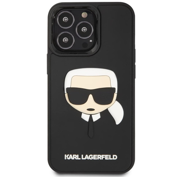 Pouzdro Karl Lagerfeld pro iPhone 13 Pro, 3D Rubber Karl's Head, černé