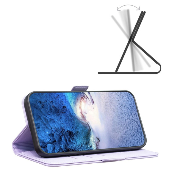 Klopové pouzdro pro Samsung Galaxy A15, BINFEN Wallet, fialové + 9H sklo 