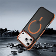Matné pouzdro pro iPhone 17 Pro, pancéřované, pro MagSafe, kouřové s oranžovými boky