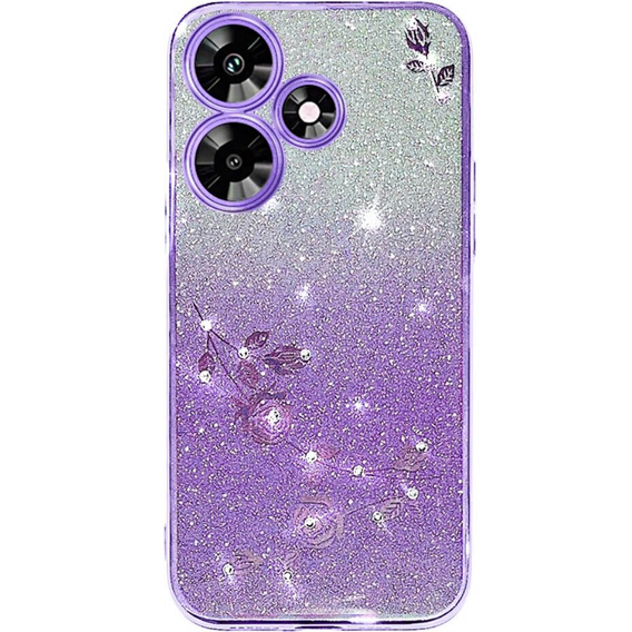 Pouzdro pro Infinix Hot 30, Glitter Flower, fialové