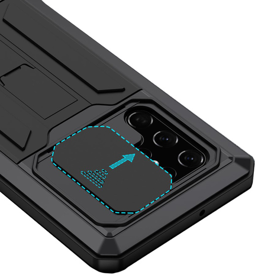 Pancéřové pouzdro pro Samsung Galaxy S22 Ultra 5G, R-JUST CamShield Slide, černé