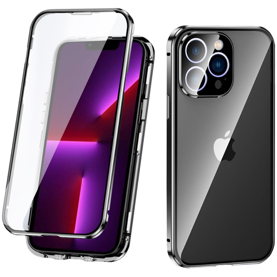 Pouzdro pro iPhone 13 Pro, Magnetic Dual Glass, černé