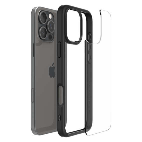 Pouzdro Spigen pro iPhone 16 Pro, Ultra Hybrid, černé + 9H tvrzené sklo