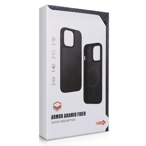 Pouzdro pro iPhone 15 Pro, Aramid Fiber Cover, černé