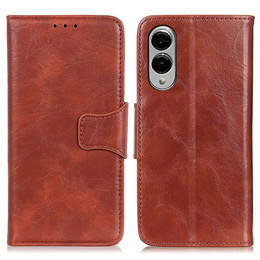Klopové pouzdro pro Samsung Galaxy S25 Edge, Crazy Horse Wallet, hnědé