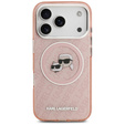Pouzdro Karl Lagerfeld IML Glitter Karl & Choupette Heads Logo MagSafe pro iPhone 17 Pro