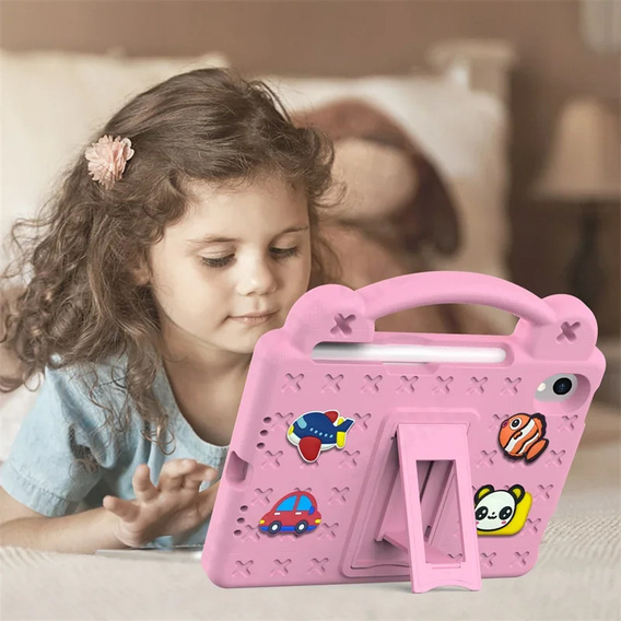 Dětské pouzdro pro iPad mini 8.3" 2021 (6 gen.) / iPad mini 8.3" 2024 (7 gen.), Cute Patterns, se stojánkem, růžové