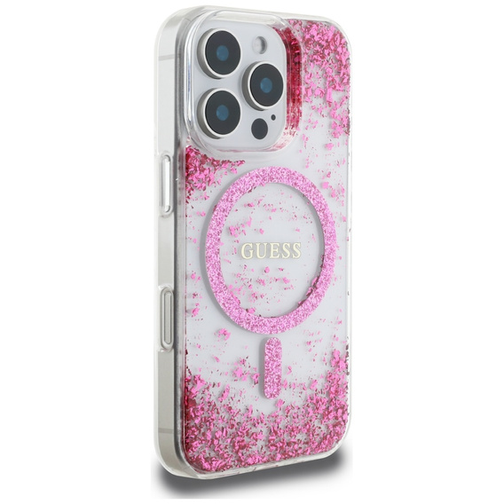 Pouzdro GUESS Resin Bottom Glitter MagSafe pro iPhone 16 Pro Max