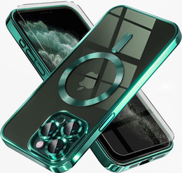 Pouzdro pro iPhone 11 Pro, Electro MagSafe, zelené + sklo na displej