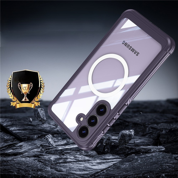 Pouzdro pro Samsung Galaxy S25 FE, Shockproof, se sklem, pro MagSafe, fialové