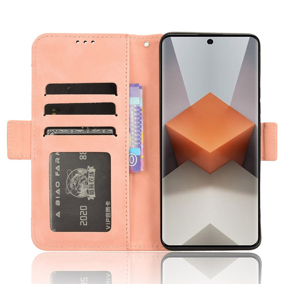 Klopové pouzdro pro Xiaomi Redmi Note 13 Pro+, Card Slot, růžové