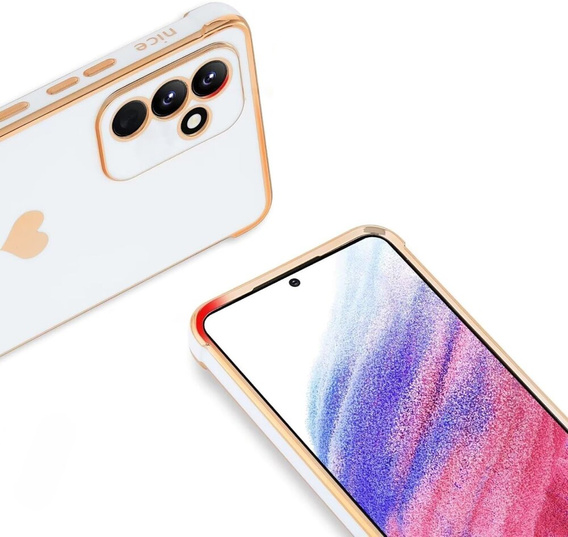 Pouzdro pro Samsung Galaxy A15 4G / 5G, Electro heart, bílé + Full Glue Ceramic Glass