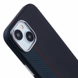 Pouzdro pro iPhone 15, Carbon Fiber MagSafe, černá / modrá
