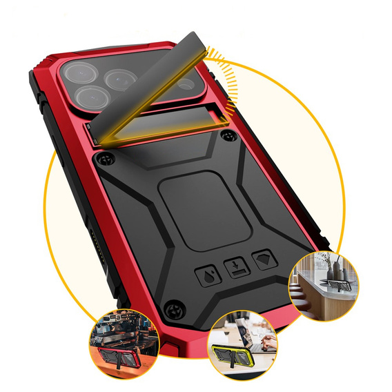 Pouzdro R-JUST s podstavcem a integrovaným sklem pro iPhone 17 Pro Max