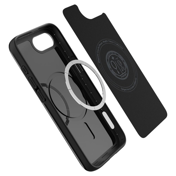 Pouzdro Spigen pro iPhone 16E, Thin Fit Mag, černé + 9H tvrzené sklo