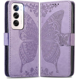 Klopové pouzdro pro Oppo Reno 12 Pro, Butterfly, fialové