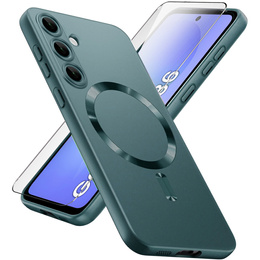 Pouzdro pro Samsung Galaxy A36, ColorMag, pro MagSafe, zelené + tvrzené sklo 9H