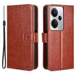 Klopové pouzdro pro Realme 14 5G / Realme 14T 5G, Crazy Horse Wallet, hnědé