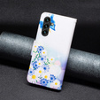 Klopové pouzdro pro Samsung Galaxy A55 5G, Wallet, Butterfly & Flowers, bílé