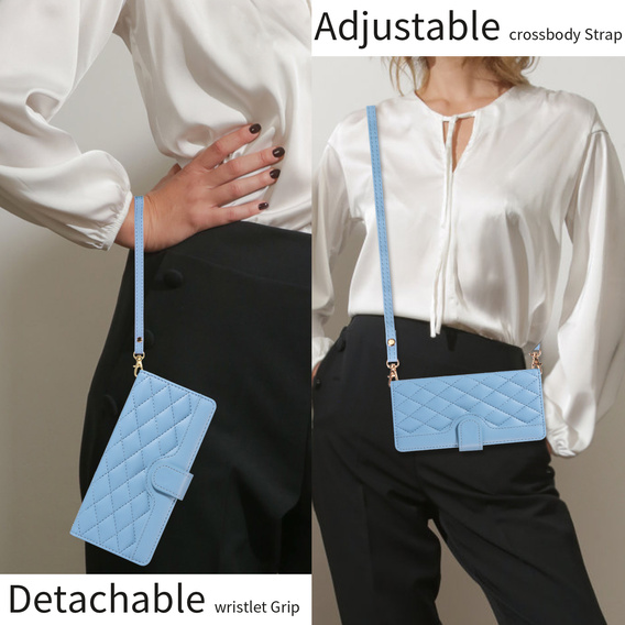 Pouzdro s klopou Rhombus Crossbody Leather pro Motorola Edge 70