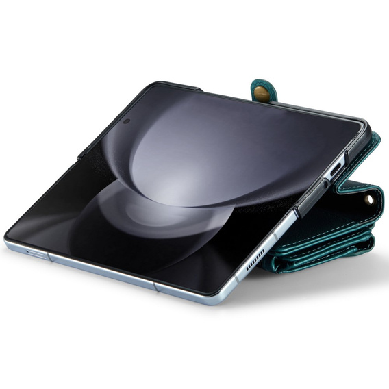 Pouzdro CASEME pro Samsung Galaxy Z Fold6 5G, RFID Leather Wallet, s popruhem přes rameno, zelené
