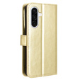 Klopové pouzdro pro Samsung Galaxy A56, Crazy Horse Wallet, zlaté