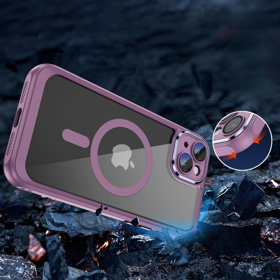 Pouzdro pro iPhone 15, ERBORD Impact Guard, MagSafe, fialové
