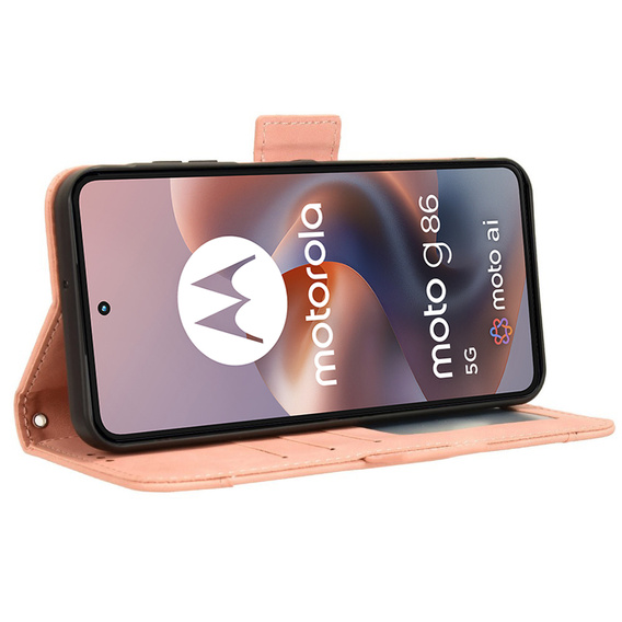 Klopové pouzdro pro Motorola Moto G86 Power 5G, Card Slot, růžové
