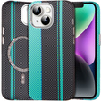 Pouzdro pro iPhone 14, Carbon Fiber MagSafe, černá / modrá