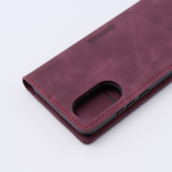Pouzdro pro Oppo A78 4G, ERBORD Vintage peněženka s klopou, červené