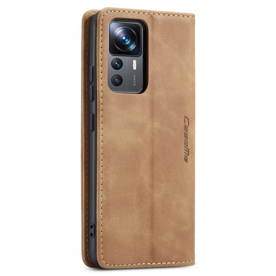 Pouzdro CASEME pro Xiaomi 12T / 12T Pro, Leather Wallet Case, hnědé