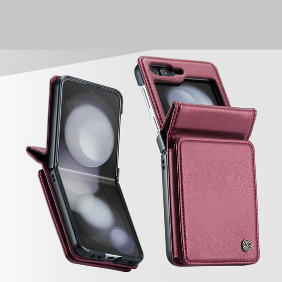 Flipové pouzdro CASEME pro Samsung Galaxy Z Flip5 5G, Litchi Wallet, červené