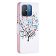 Klopové pouzdro pro Xiaomi Redmi 12C, Wallet, colorful tree, bílé