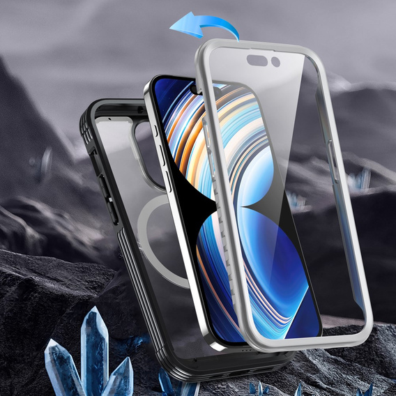 Pouzdro pro iPhone 15 Pro, Armoured Full Protect 360° pro MagSafe, sklo na displej, černé