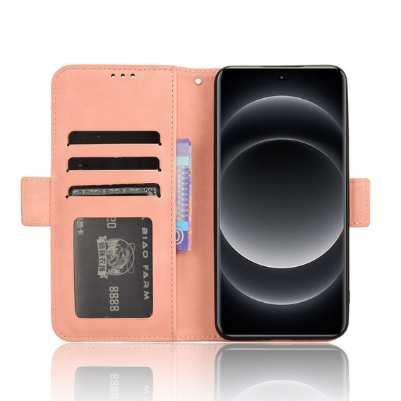 Klopové pouzdro pro Xiaomi 14 Ultra, Card Slot, růžové
